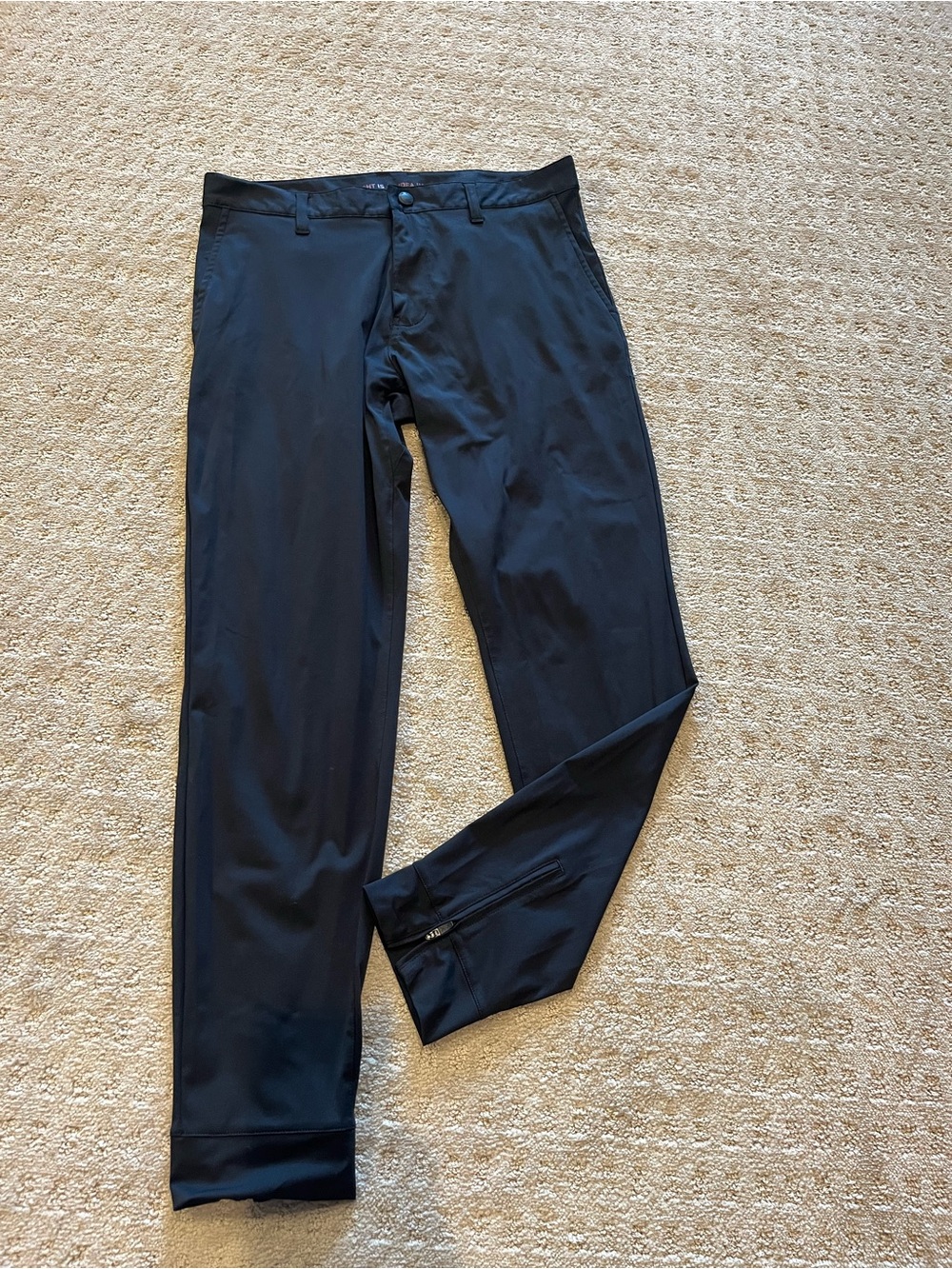 RHONE Black Performance Dress Pants with Ankle Zipper